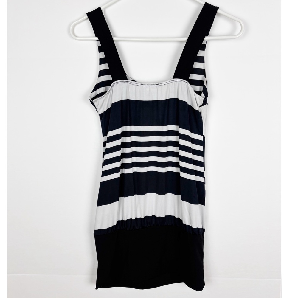 Wet Seal Top Size Small Tunic Black White Stripe Vintage Y2K Banded Bottom - Picture 2 of 5